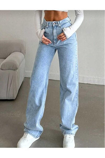 DRC trend Γυναικείο τζιν παντελόνι με μπλε χιόνι Casual ψηλόμεσο Lycra με φαρ...