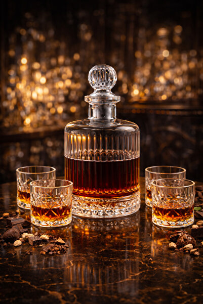 MADAME LUDA 7 Parça Viski-Votka-Konyak Takımı-Seti.(6 ADET VİSKİ BARDAĞI-1 AD...