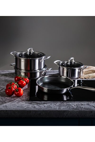 Maxx Doria Steel Fusion 7 Parça İndüksiyon Tabanlı Paslanmaz Çelik Tencere Ta...