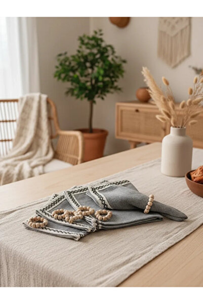 NDC HOME Șervețel cu dungi negre ANTRACIT 40x40 CU CATARAMĂ CADOU 6 BUC.