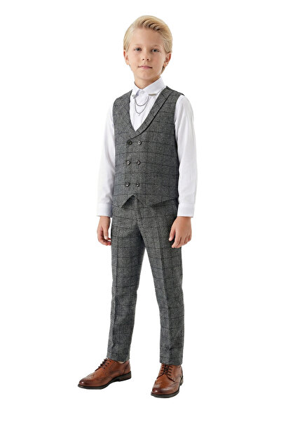 Micio Boy's Smoked Vest and Trousers Set