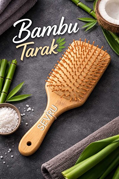 SEVRU Prirodni drveni češalj Bambus četka sa zupcima Drvena četka za kosu Drv...