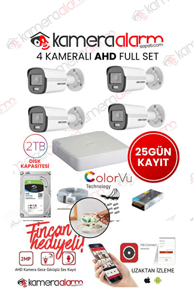 Hikvision Colorvu Gece-karanlıkta Renkli 4 Ahd Kameralı 4 Kanal Kayıt Cihazı ...