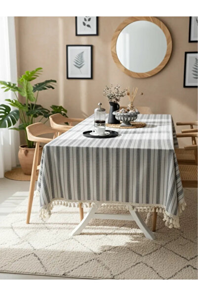 NDC HOME Față de masă cu pompon HAM cu dungi gri