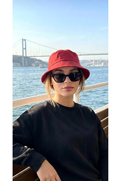 sf collection Unisex Red Basic Bucket Bermuda Hat - Summer Bucket Hat