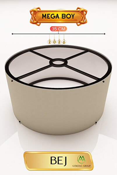 GÖKDAĞ GROUP Bej Lambader Başlığı 35 CM Mega Boy Pratik Kurulum