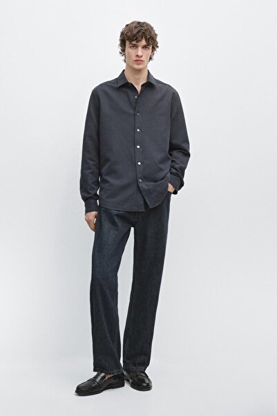 Massimo Dutti Regular fit keten karışımlı gömlek