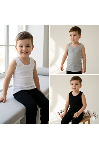 PİNUPTEX Set of 3 100% Cotton Children's Tank Top