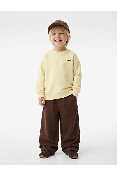 Koton Pamuklu Uzun Kollu Bisiklet Yaka Baskılı Sweatshirt