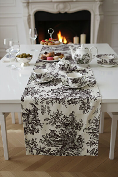 shopshop Husă decorativă pentru masă, cu model rustic, negru, vintage, de țăr...