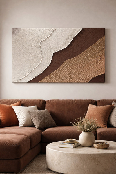 ArTiz Home Dokulu Alçı Tablo El Yapımı 3 Boyutlu Kabartma Tablo(Kıyı Yankıları)