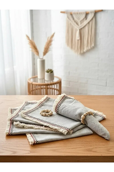 NDC HOME طقم مناديل صغيرة من الكتان الخام مكون من 6 قطع (مع هدية بإبزيم خشبي)