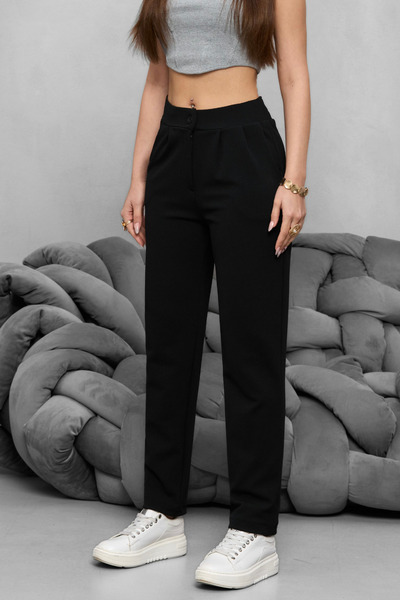 BİKELİFE Kadın Yüksek Bel Likralı Esnek Havuç Kesim Kumaş Pantolon