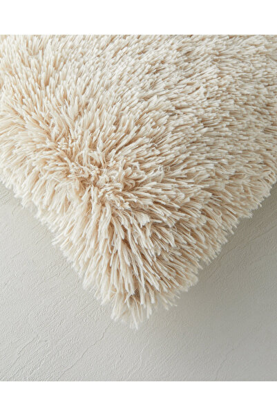 English Home Fluffy Pelüş Kırlent Kılıfı 45x45 cm Bej
