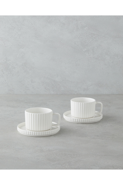 English Home Lunara Porselen 4 Parça 2 Kişilik Çay Fincanı Takımı 220 ml Beyaz