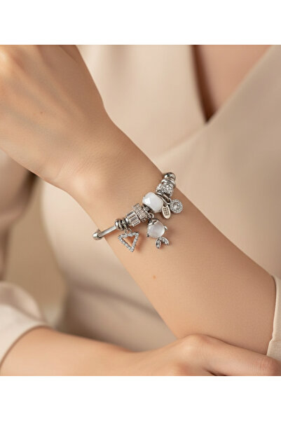 stainless steell White Steel Bracelet with Silver Color Charm Fish