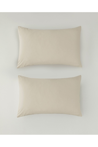 English Home Novella Premium Pamuk Dokulu 2'li Yastık Kılıfı 50x70 cm Krem