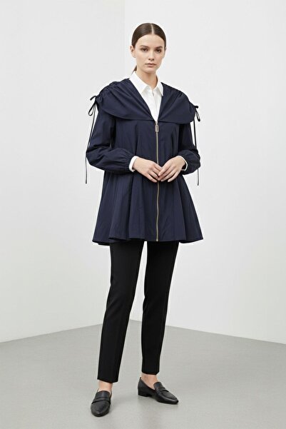 Soul Women's Casual Collar Detailed Jacket -32457Ckt - Navy