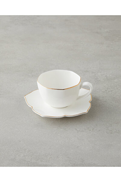 English Home Pure Poem New Bone China 4-Piece 2-Person Coffee Cup Set 90 ml White-Gold