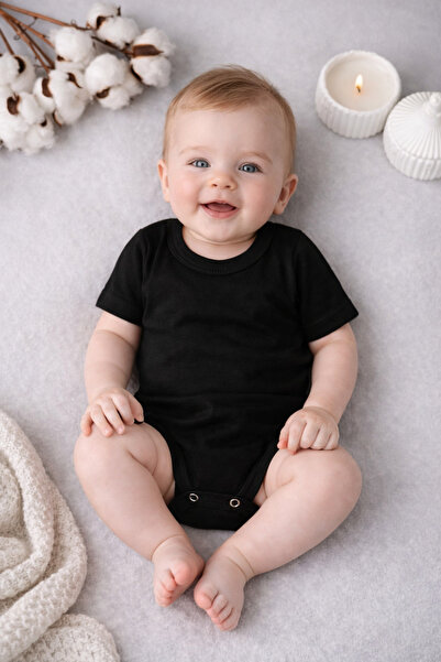 PİNUPTEX Tekli %100 Pamuk Kısa Kollu Bebek Çıtçıtlı Body / Zıbın