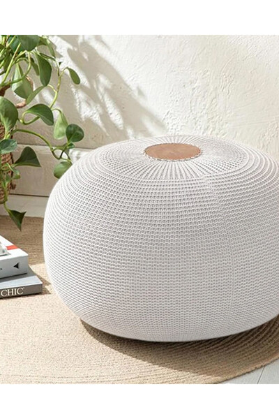 English Home Knit Splay Örgü Puf Ekru