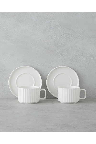 English Home Lunara Porselen 4 Parça 2 Kişilik Çay Fincanı Takımı 220 ml Beyaz