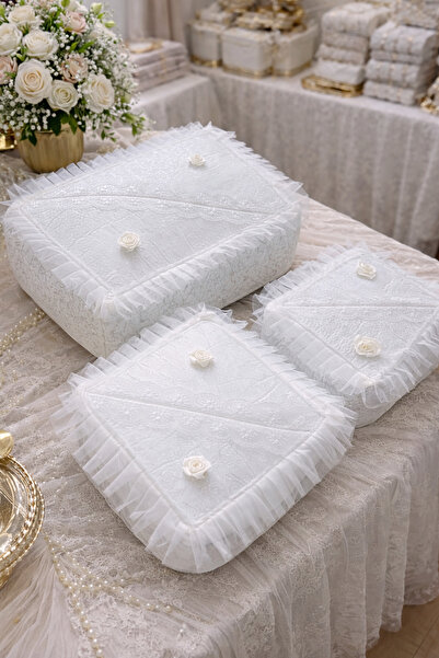 DİLEX ev tekstili 3'lü Hurç Set Çeyizlik Bohça Gelin Bohçası Damat Bohçası İğ...