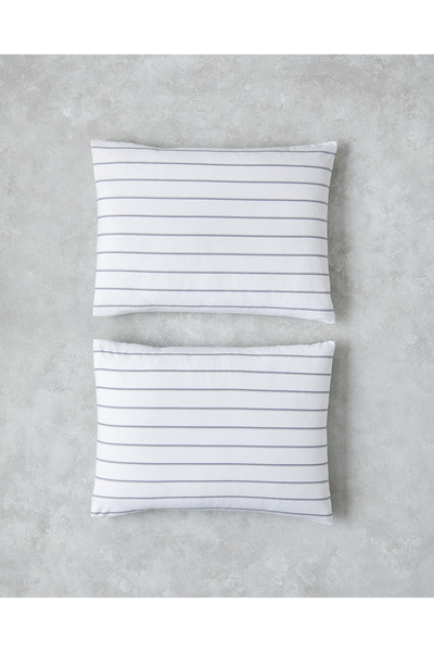 English Home غطاء وسادة قطن مخطط من Serene مقاس 50x70 سم أزرق داكن