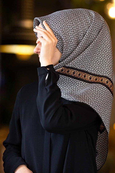 Vissona 57% Шовк, 43% Віскоза Твіл Шовк з геометричним візерунком Чорний - Кр...