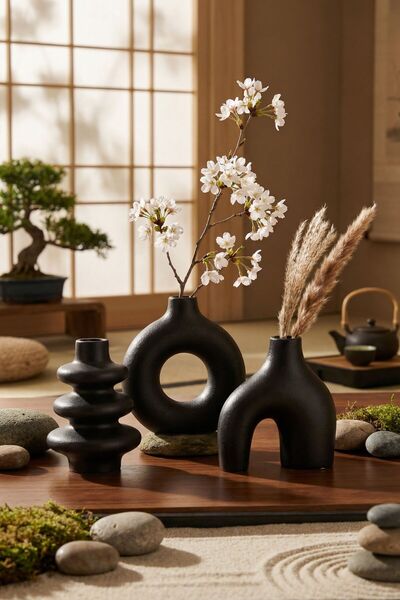 tambana Set de vaze decorative negre Obiecte pentru decorarea casei Set de va...