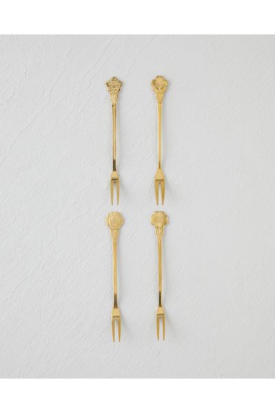 English Home Flora Paslanmaz Çelik Kokteyl Çatalı 4 Parça Gold