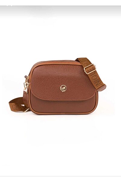 ÖZÜM ÇANTA Women's 3-Compartment Thick Strap Shoulder Bag Brown
