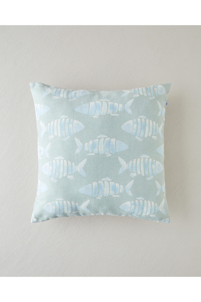 English Home Vintage Marine Dijital Baskı Kırlent Kılıfı 45x45 cm Mavi-yeşil