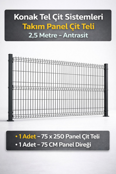 Konak Tel Çit Aksaray 1 Adet Takım Panel Tel Bahçe Çim Çiti Teli 75x250 cm 55...