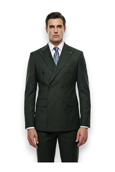 HERMOSE Green Double-Breasted Modern Fit Suit |   Premium Collection