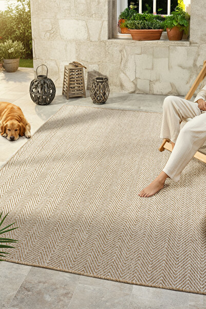 CASERA HOME Natural Collection Jut Tabanlı Hasır Dokuma Örme Bohem Antialerji...