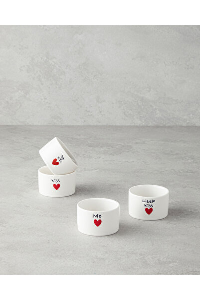 English Home Lovely Stoneware 4'lü Çerezlik 6,5 cm Kırmızı