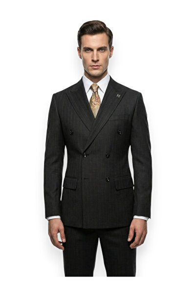 HERMOSE Signature |   Onyx Black Striped Double Breasted Suit