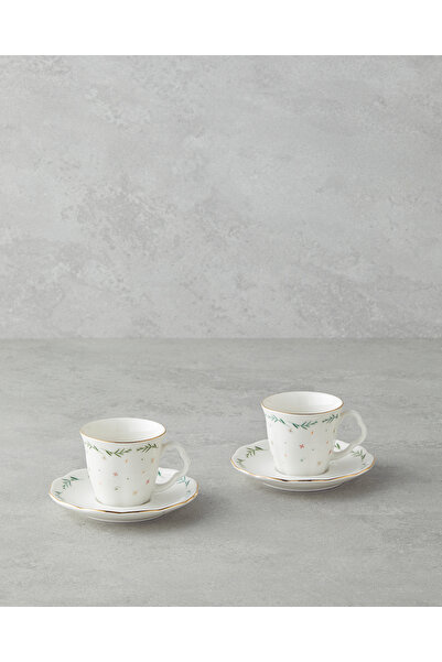 English Home طقم فناجين قهوة فلوريا بونز بورسلين 4 قطع لشخصين 80 مل ملون