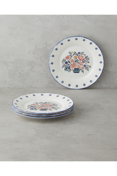 English Home Pixel Porselen 4'lü Pasta Seti 19 cm Renkli