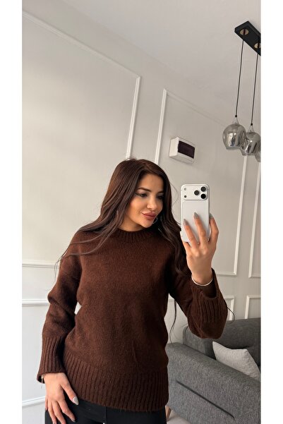 Daves Brown High-Neck Soft Textured Sweater