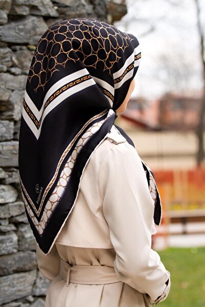 Vissona 57% MĂTĂR 43% VISCOS Twill Mătase Aur Inel Model Negru - Crem Culoare...