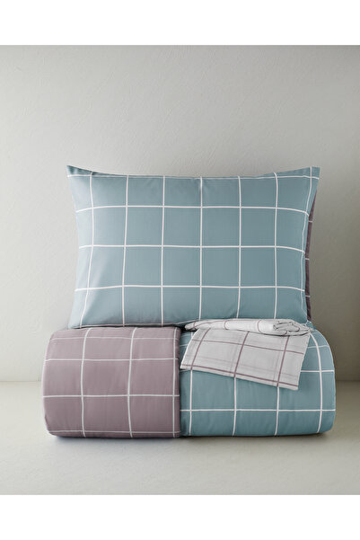 English Home Gridline Kolay Ütülenir Çarşaflı Tek Kişilik Nevresim Takımı 160...