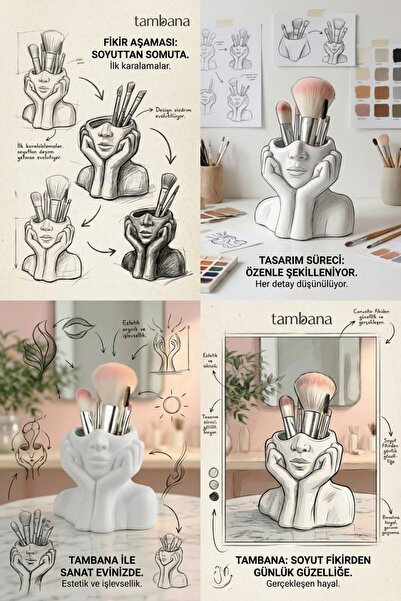 tambana منظم فرش المكياج منظم مستحضرات التجميل والمكياج باللون الأبيض موديل 28