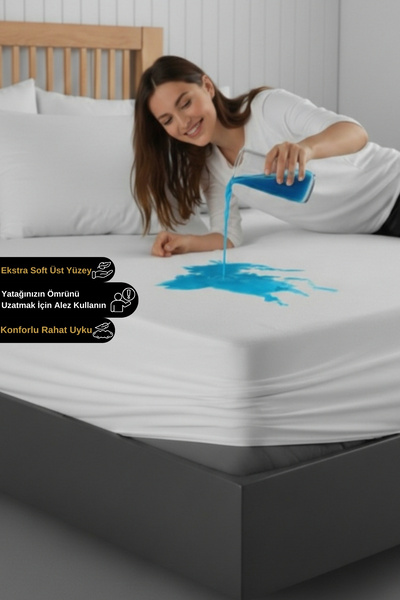 Senpai Micro Fitted %100 Sıvı Geçirmez Tek-Çift Kişilik Full Kenar Yatak Alez...