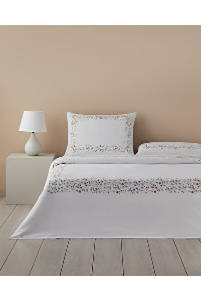 English Home طقم غطاء لحاف بليزا كريب سوبر كينج مقاس 260x220 سم أزرق-برتقالي