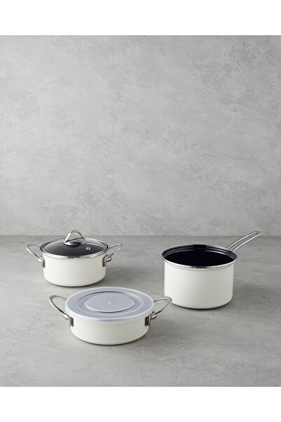 English Home طقم أواني طهي كريمي مينا 16 سم - 5 قطع