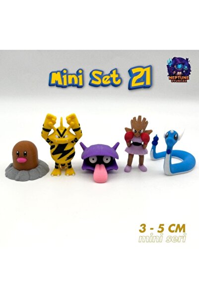 Neptune Pokemon Mini Figür Seti 21 (Diglett, Electabuzz, Shellder, Hitmonchan...