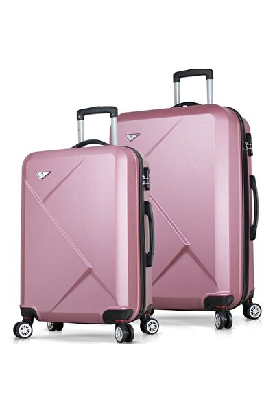 My Valice Diamond Abs Orta Ve Büyük Boy Rose Gold 2'li Valiz Seti