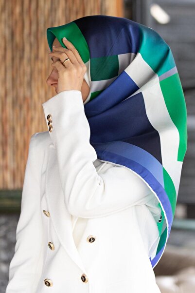 Vissona 100% mătase twill cu model geometric verde smarald - eșarfă colorată ...